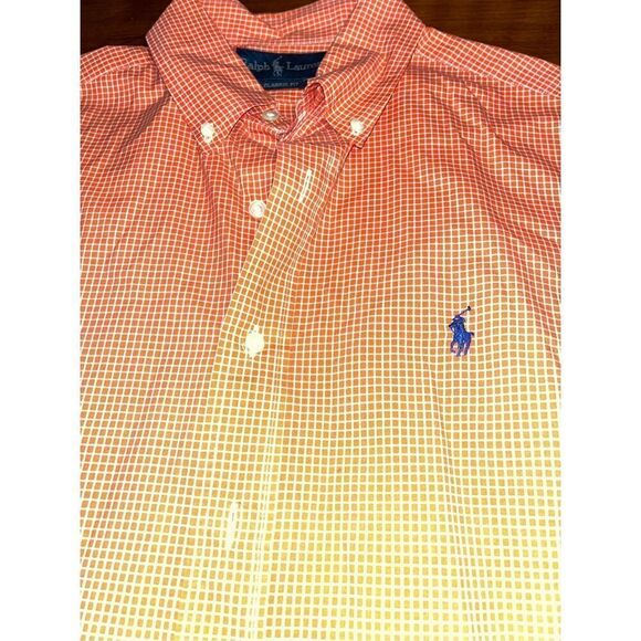 Ralph Lauren Men's Adult Sz 16 34/35 Button Shirt Long Sleeve Orange - Picture 3 of 5